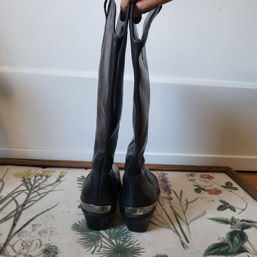 Nicole Western Cowboystiefel Leder Metallrand schwarz Damengröße 7,5M - Bild 4 von 8