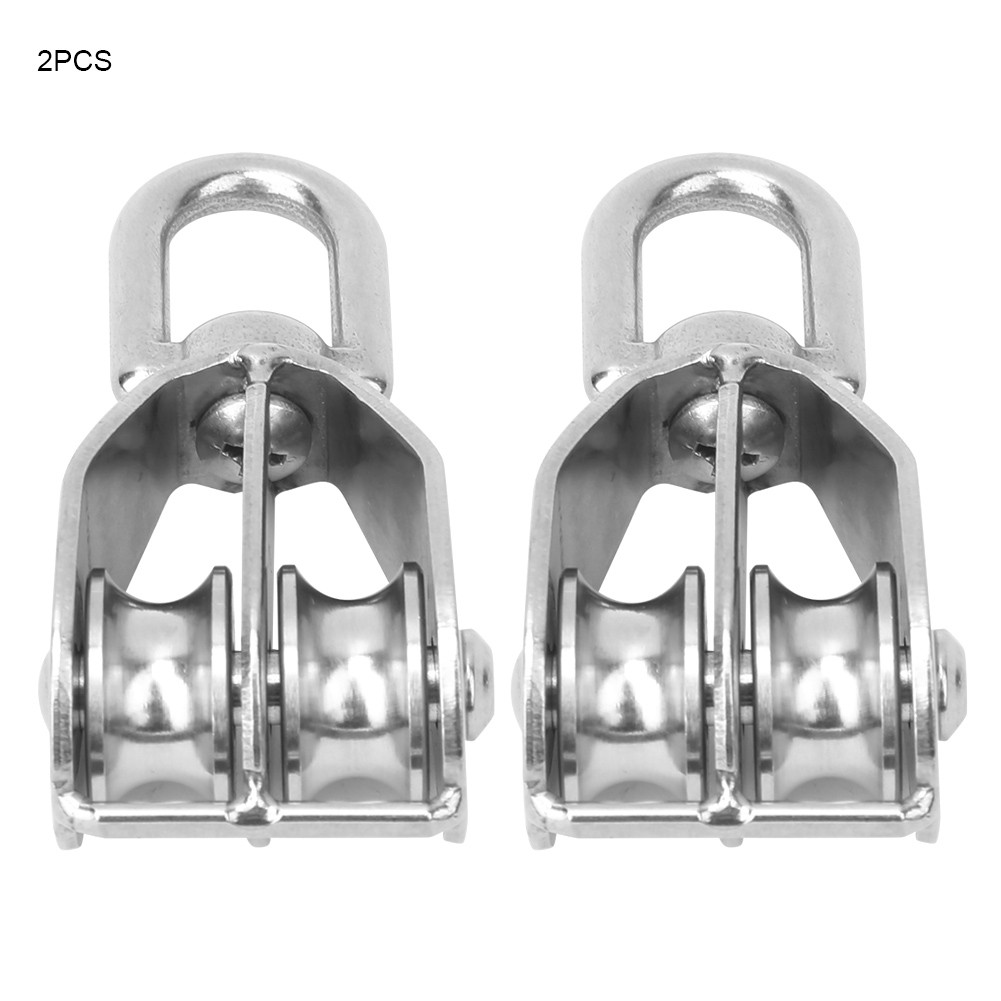 2PCS 304 Stainless Steel M20 Fixed Pulley Double Wheel Lifting Sheave☜