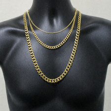 Gold Plated Stainless Steel Cuban Curb Chain Necklace 3.8–9mm 18–26" Men Women