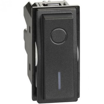BTICINO LIVING NOW SCHALTER 2P 16 AX, 250 VA.C. BELEUCHTBAR 1 MODUL SCHWARZ KG40