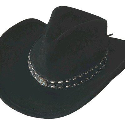 Scala Classico Dorfman Pacific All Seasons Black Wool Felt Cowboy Hat Fedora