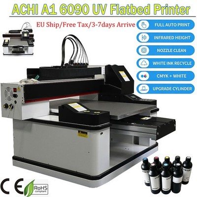 ACHI A1 6090 UV Printer XP600 head 8Color 3D Automatic Flatbed Printing Rotary