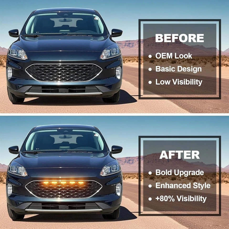 Luces LED de parrilla delanteras para Ford Escape S SE SEL 2020-2022 accesorios de titanio Foto 2 de 4