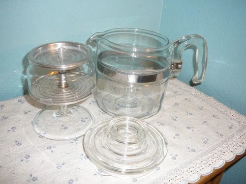 2- 4 CUP VINTAGE PYREX GLASS COFFEE POT PERCOLATOR 7754-B NICE
