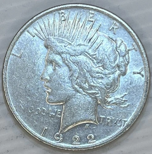 1922 Silver Peace Dollar Uncertified About Uncirculated Condition
