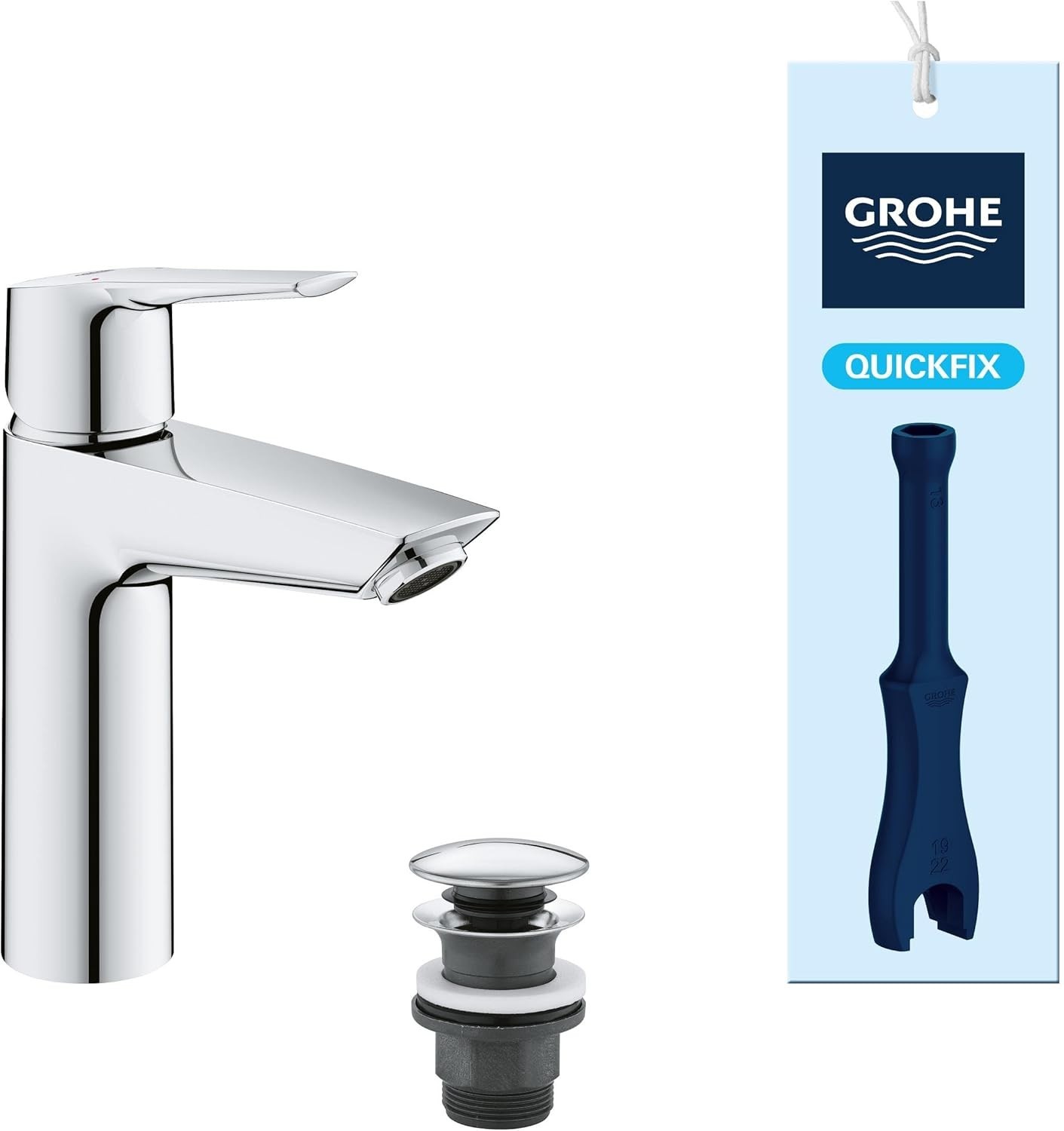 Grohe Quickfix Start Wash Basin Mixer Tap Click Clack Push Waste Set New
