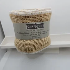 Celebrate It 4" Wired Burlap Ribbon x 21ft Crafts Gift Wrap NEW