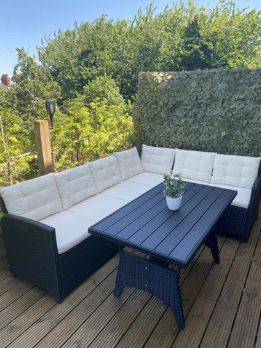 Luxury Garden Furniture Corner Sofa Set Rattan Patio Table Couch
