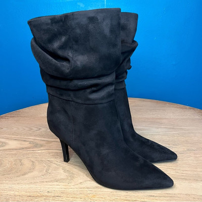 New! Nine West Slouch Black Dress Booties Mid Heel Pointed Toe Women’s Size  - Main Image