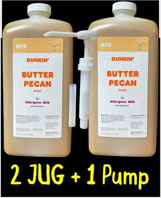 Dunkin Butter Pecan Swirl 2 Jug 64oz Each Jug With 1 Pump Free Shipping