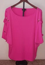 BOLD Elements Women's Cold Shoulder Blouse Top XL Pink (W)