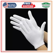 12 Pairs White Cotton Gloves Eczema Dry Hands Moisturizing Spa Inspection Large