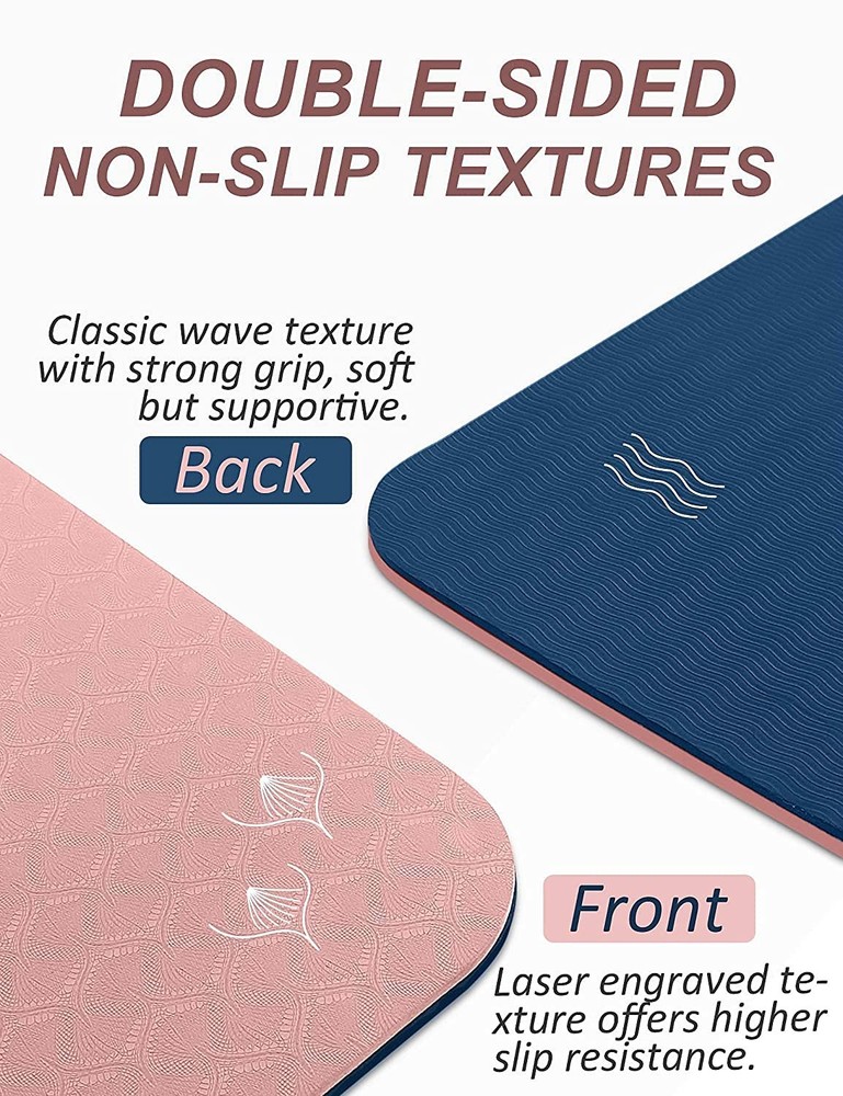 Extra Thick 1/3 Inch Non-Slip Yoga Mat with Strap Professional Double-Sided