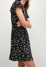 NWT MANGO Women's Black Floral Mini Dress