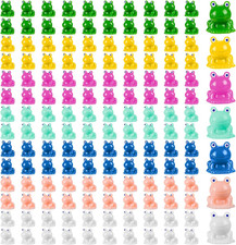 140Pcs Mini Resin Frogs, Mini Frog Figurines, Colorful Little Small Miniature