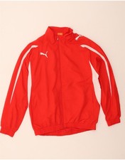 PUMA Mens Tracksuit Top Jacket Small Red Colourblock Polyester HK09