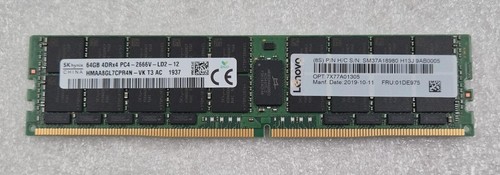 SK Hynix 64GB 4DRx4 PC4-2666V HMAA8GL7CPR4N-VK Server Memory RAM LENOVO 01DE975 - 第 1/4 張圖片