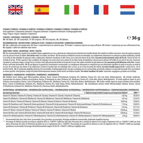 Vitamaze® Vitamina B Complex Alto Dosaggio 180 Compresse Vegan de Vitamine B con - Foto 21 di 24