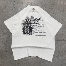 Vintage 90s BMW Drivers Aren't Friendly Soldiers Car Joke Tshirt Medium White