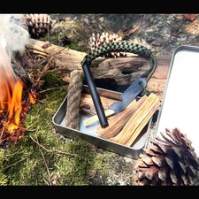 HUGE 5 x 1/2" FERRO ROD Fire Starter/ Ferro Rod - Fatwood - Hemp Rope - Can Kits