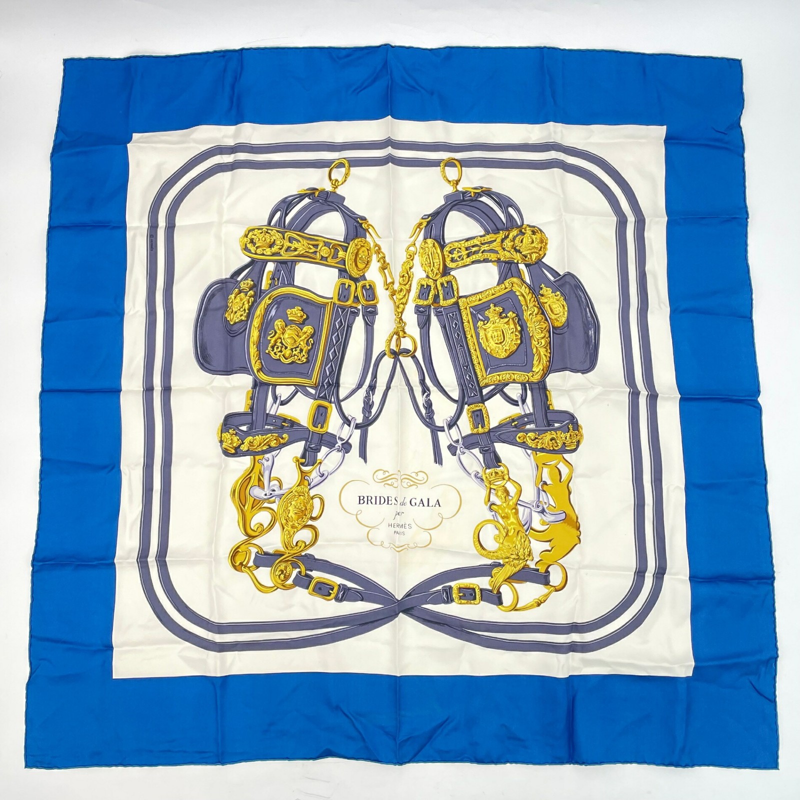 Hermes Brides De Gala Silk Scarf in Classic Blue