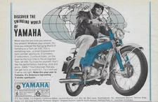 1966 Yamaha Twin Jet 100 Motorcycle Ad Vintage Magazine Advertisement Blue 66