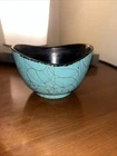 Vintage Atomic MCM Shawnee Pottery 3 1/4" X5”Turquoise & Gold Planter Vase #1004