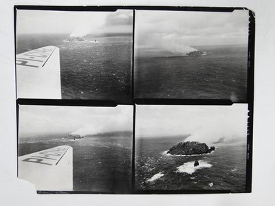 Volcano Rises Sea Philippines Aircraft Wing PI-C142 Camera Press Vintage Photo