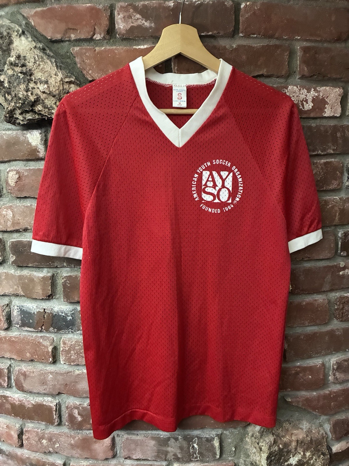 Vintage 80s Nylon Mesh AYSO Soccer Jersey Size M Made In USA