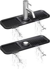 Kitchen Sink Splash Guard Black 5  Sloped Silicone Draining Mat for Faucet