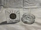 Vintage 90s Waterford Crystal Combo- 3” Round Ring Holder + 3” Square Desk Clock
