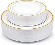 Gold Plastic Plates MCIRCO 100 Pieces Disposable Party Plates Weddings Premium