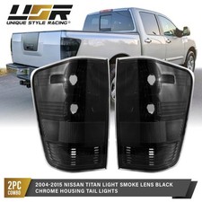 Light Smoke Lens Black Chrome Housing Tail Lights Lr For 04-15 Titan Pickup