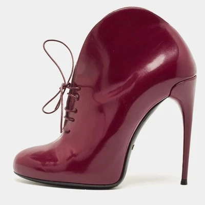 Bottines Gucci Kim incurvées en cuir verni bordeaux poli taille 36 - Photo 1/4