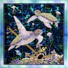 Art Vivid Color Wildlife Underwater Mural Ceramic Backsplash Bath Tile 2411