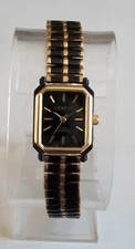 Women's Black & Gold Finish Stretch Band Fashion Dressy Casual Watch