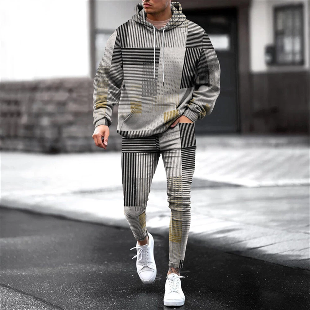 Mens Sweatsuits 2 Piece Hoodie Tracksuit Sets Casual Pants Jogging Suits 