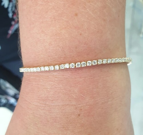 3.50Ct Round GH/VS Certified Natural Diamond Tennis Her Bracelet 14k Yellow Gold - Picture 2 of 10