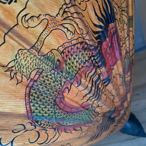 Antique Asian Paper Hand Painted Chinese Dragon Design Umbrella Parasol Décor - Picture 6 of 12