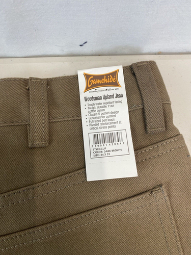 Gamehide Men's Woodsman Faced Cotton Upland Hunting Jean Dark Brown 34x32 - Picture 8 of 10