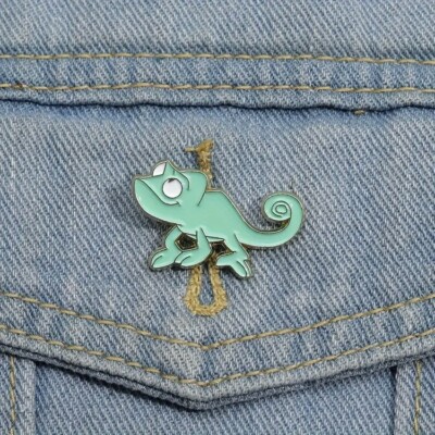 Cartoon Lizard Enamel Pin - So Cute! Rapunzel Animal Companion Pascal Princess