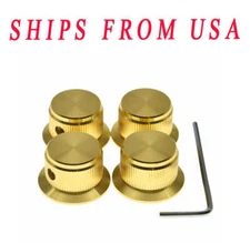4pcs Aluminium Pot Knobs 1/4" Top Hat Bell Knobs fits Guitar/Bass/AMPS/Preamps