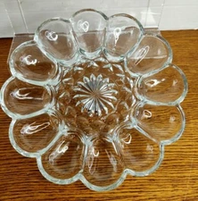 Devil Egg Relish Party Easter Holiday 12Egg  VTG Glass Dish Plate Platter Holder
