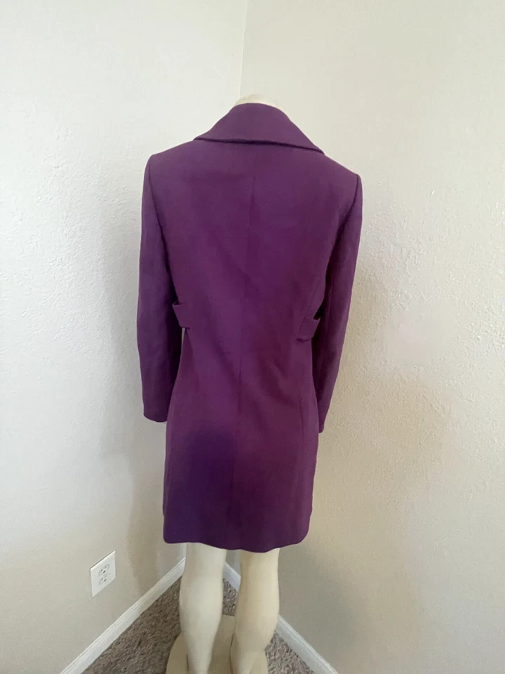 Kasper Pea Coat Womens 4 Purple Lined Stretch Long Sleeve Notch Lapel Outwear - Image 2 of 4
