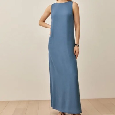 Reformation Collin Maxi Dress in Morning Glory Light Blue Large MSRP $198