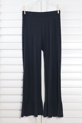 ALEMBIKA $223 Ribbed Pull On Soft Stretch Ruffle Pants Size 3 US 10 / 12