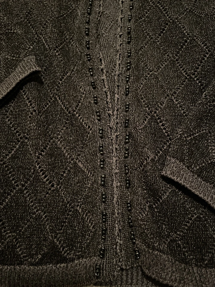 Conjunto de cárdigan suéter de noche Valerie Stevens talla M gris manga larga sin mangas Foto 2 de 4