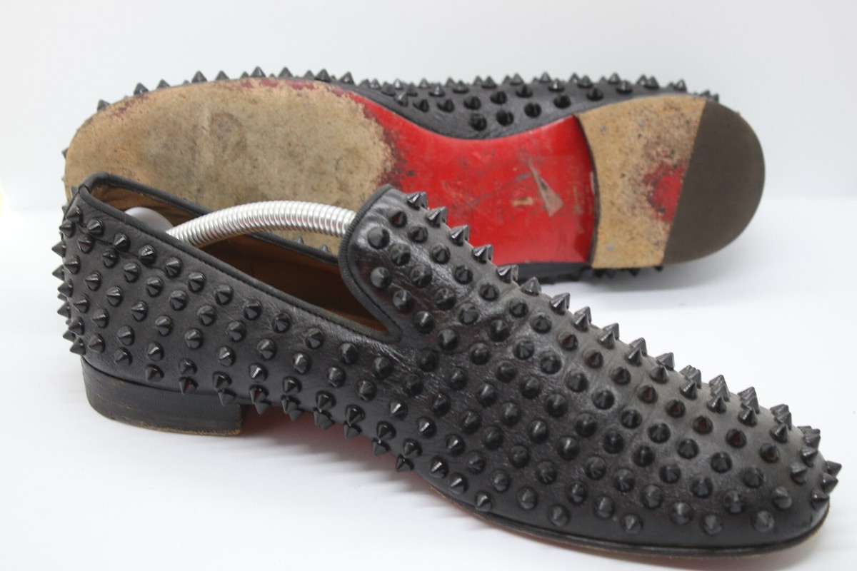 Christian Louboutin Rollerboy Spikes Flat Black Leather 