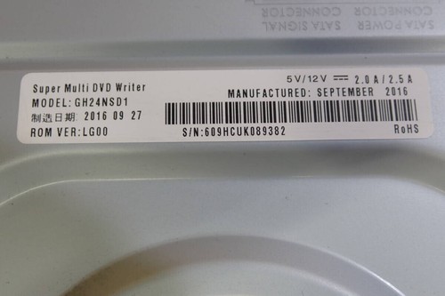 Hitachi-LG GH24NSD1 DVD-RW Drive DVD+RW 24x SATA Black Tested Japan Used - Picture 2 of 6