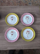 Department 56 Cranberry Popcorn Plates 4 Appetizer Snack Dessert Holiday 7"